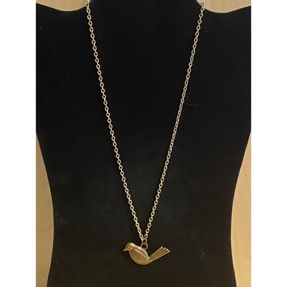 Vintage Bird Pendant Necklace 18" Gold Tone Chain Cute & Quirky Statement Jewelr - Picture 2 of 5